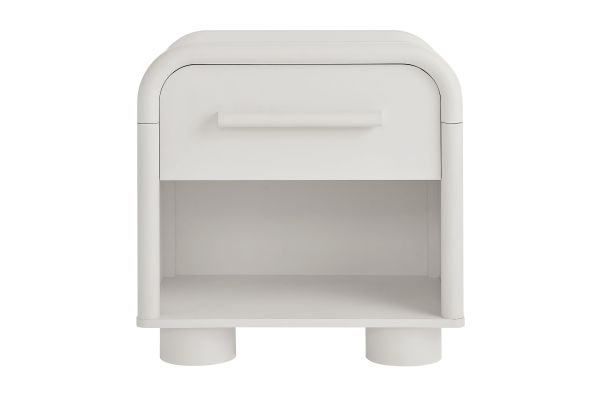 Bellamy White Matte Curved 1-Drawer Nightstand