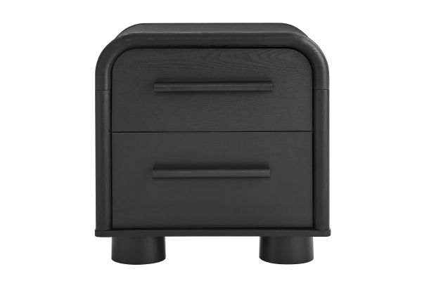 Bellamy Black Oak Curved 2-Drawer Nightstand