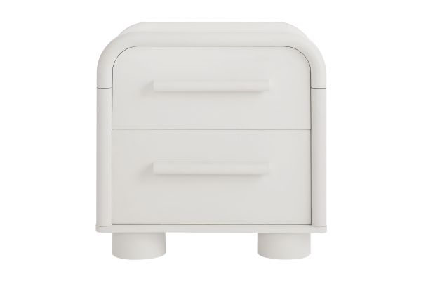 Bellamy White Matte Curved 2-Drawer Nightstand