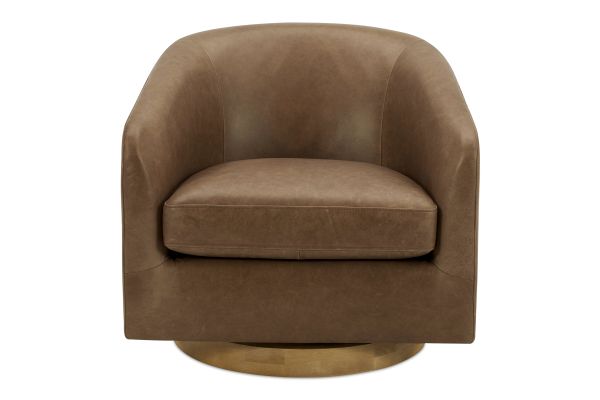 Oscy Tan Leather Swivel Chair
