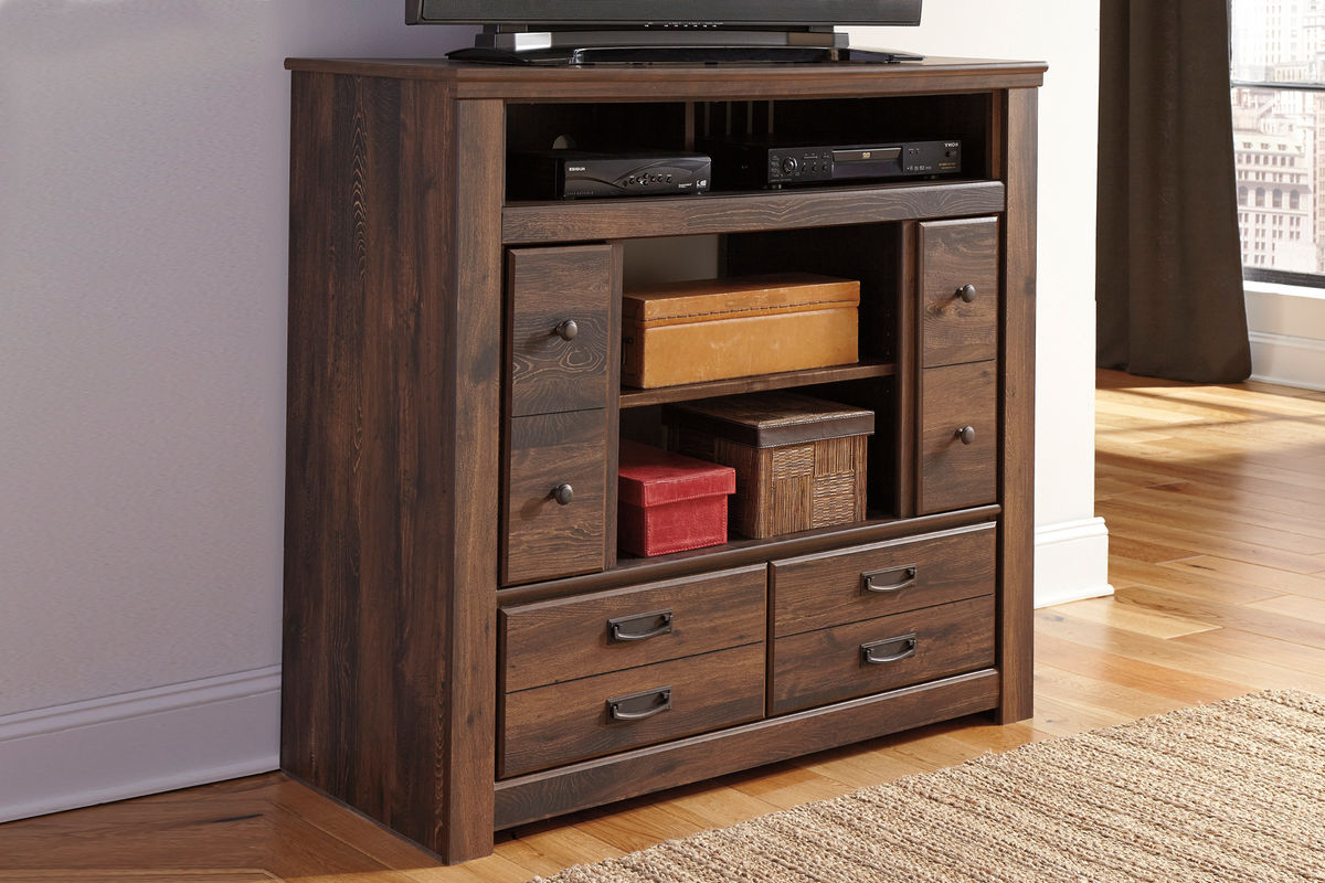 Quinn Dark Brown Media Chest at GardnerWhite