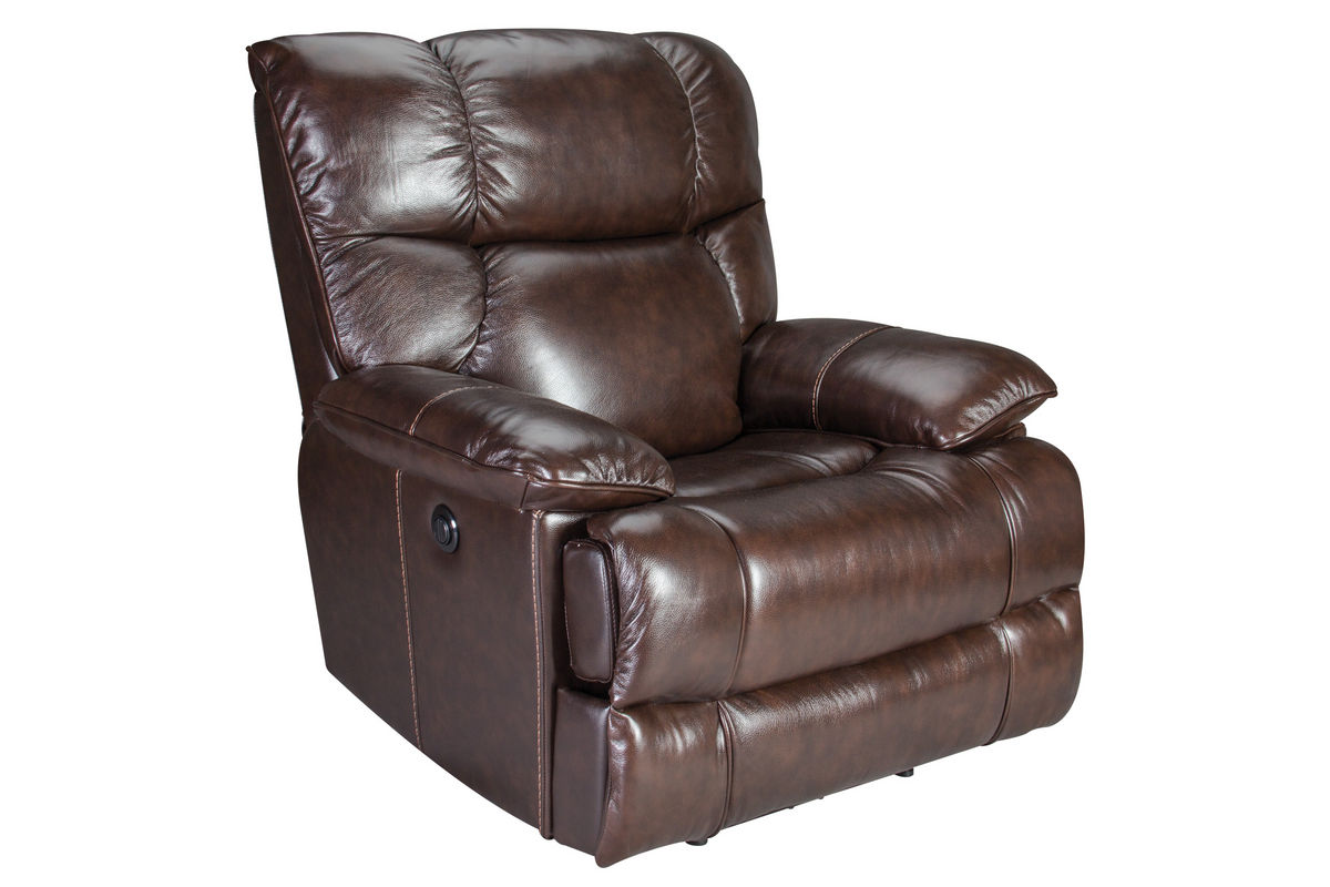 Brown Leather Power Recliner at GardnerWhite