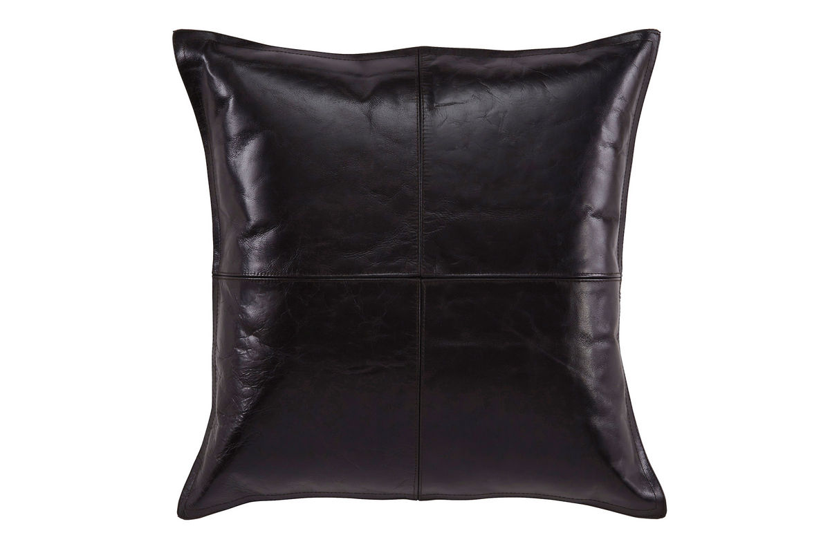 Brennen Black Leather Pillow Cover by Ashley at GardnerWhite