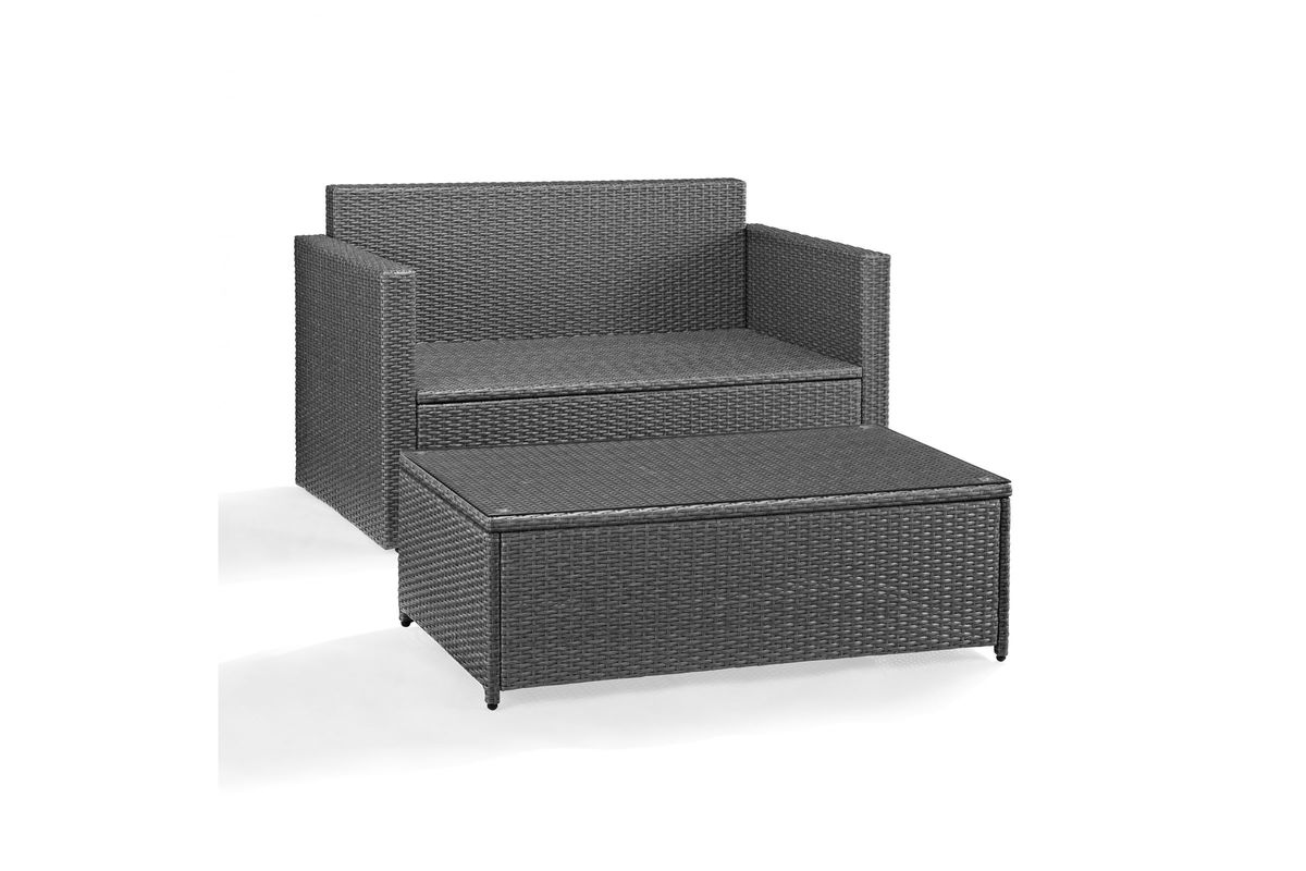 Palm Harbor 2 Piece Outdoor Wicker Seating Set in Grey Wicker with Navy