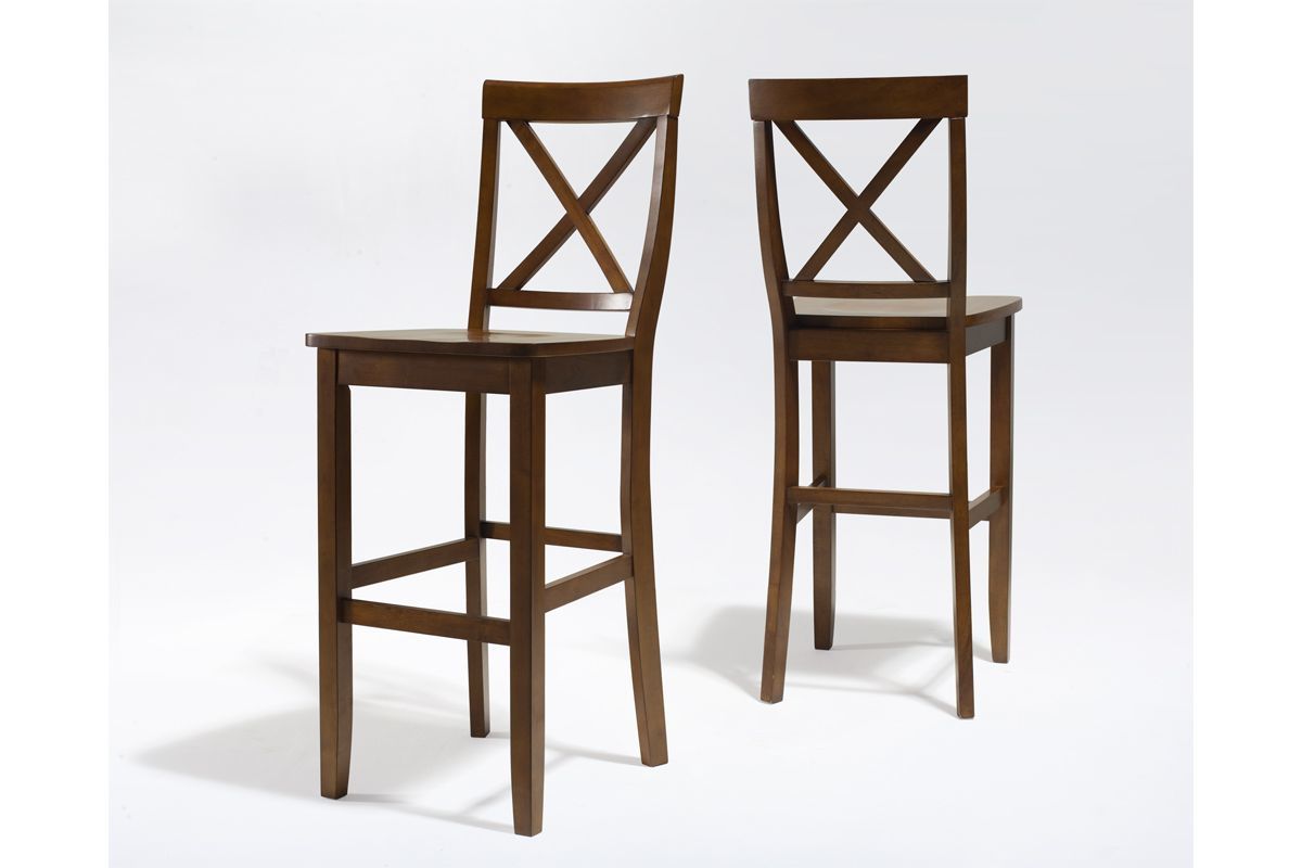 XBack Bar Stool in Classic Cherry with 30 Inch Seat Height Set of Two