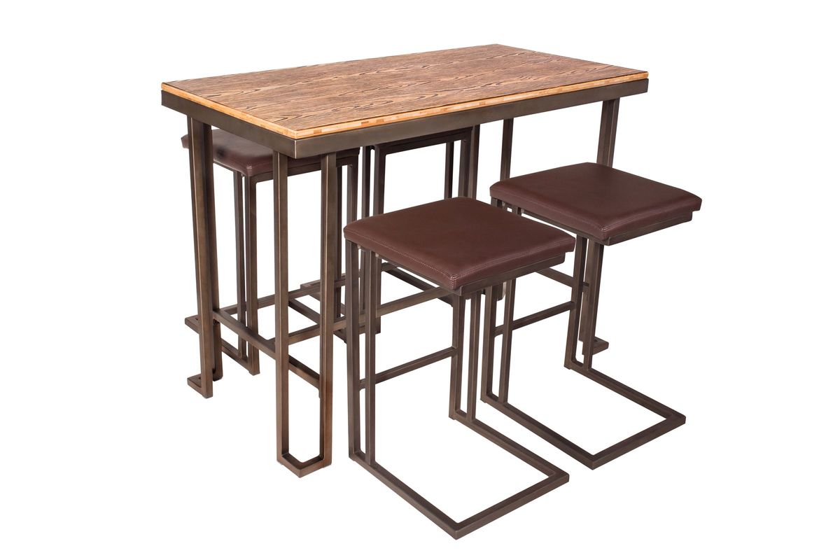 Roman Industrial Counter Table with Wooden Top and Antique Frame by