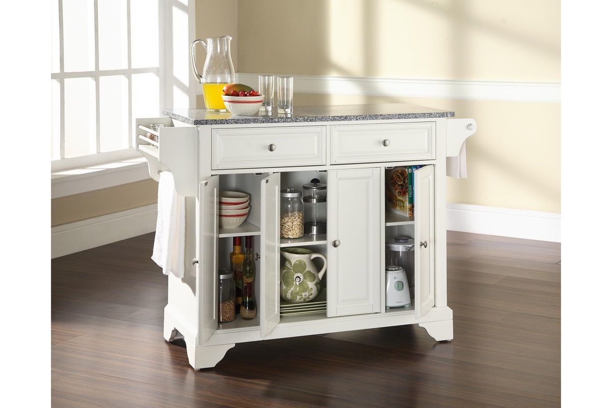 Lafayette Solid Granite Top Kitchen Island in White at GardnerWhite