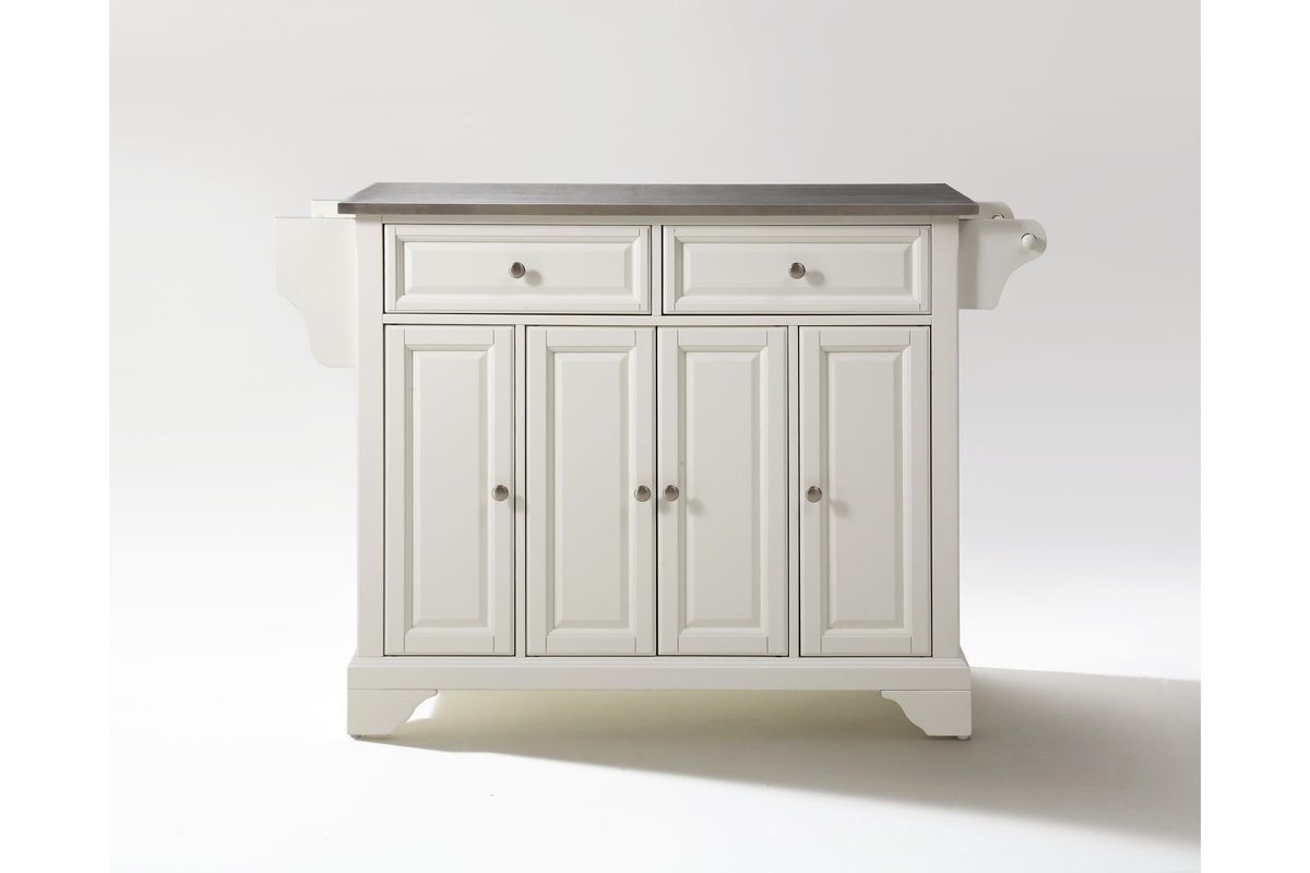 Lafayette Stainless Steel Top Kitchen Island in White at GardnerWhite