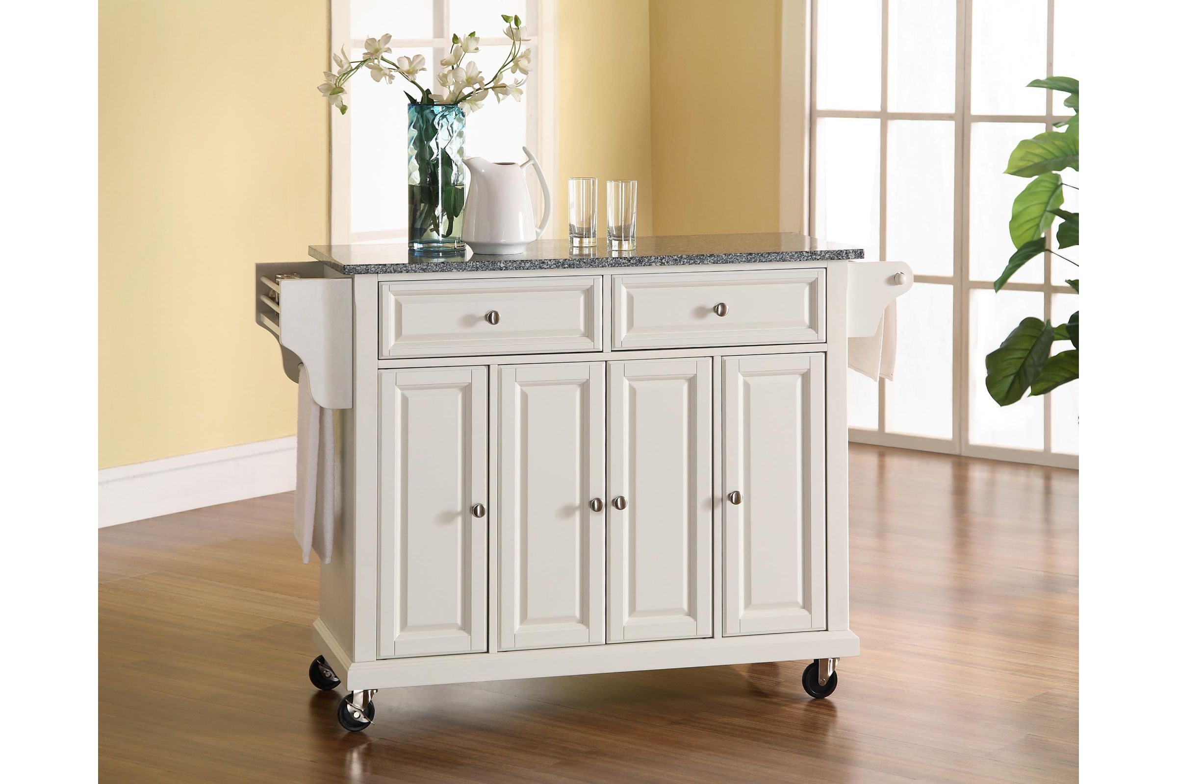 Solid Granite Top Kitchen Cart/Island in White at GardnerWhite