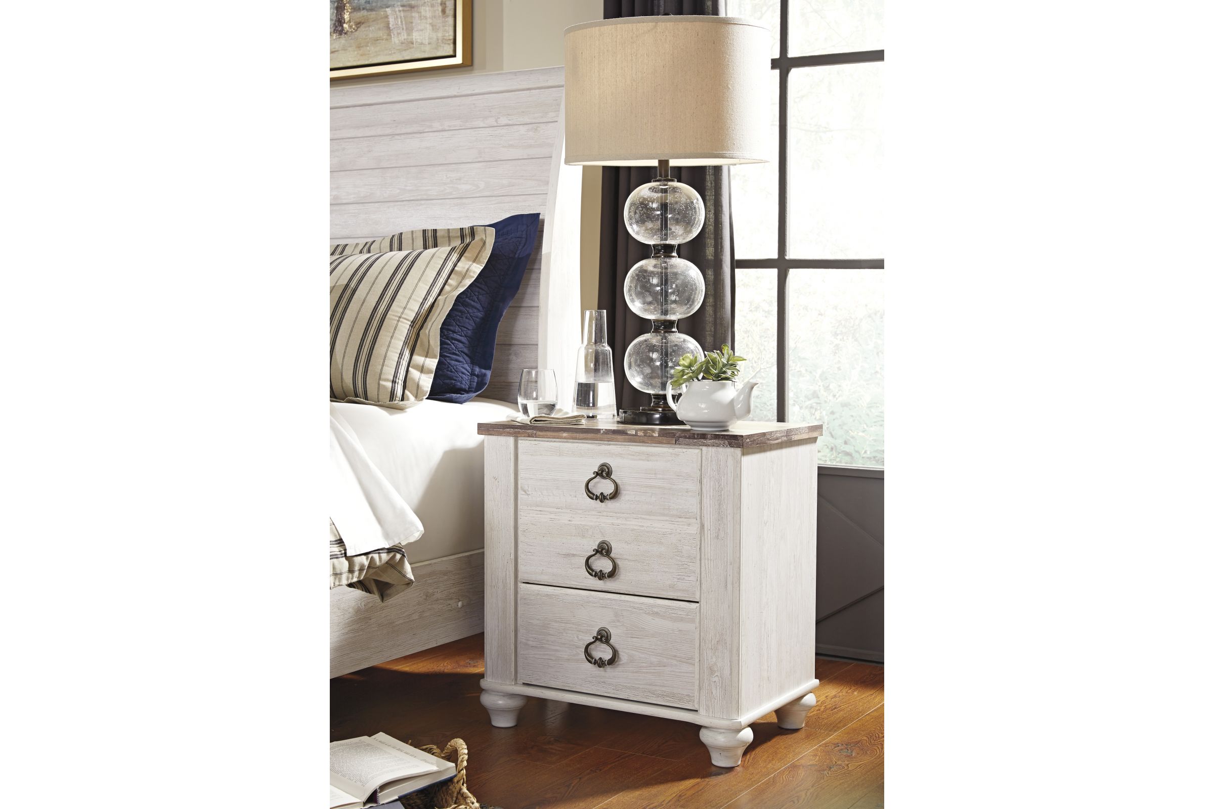 Willowton Two Drawer Night Stand in Twotone by Ashley CARRY IN STORE NOW