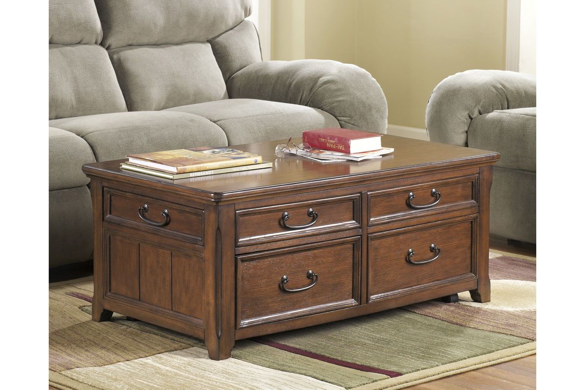 Woodboro Lift Top Cocktail Table in Dark Brown by Ashley