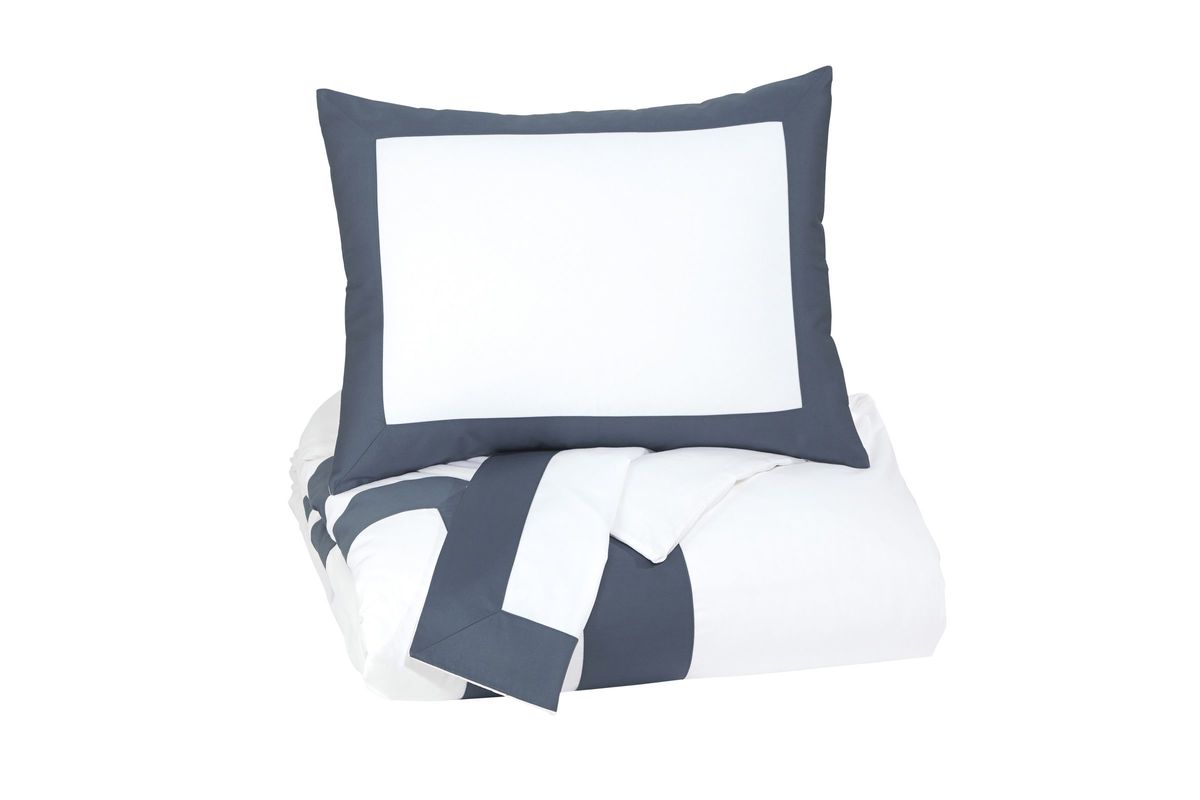 Daruka Queen Duvet Cover Set in Blue by Ashley at GardnerWhite