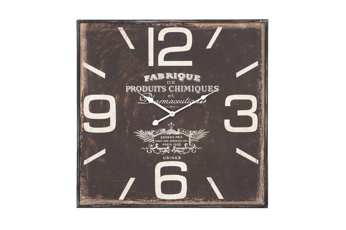 Paris Inspired Distressed Square Wall Clock at GardnerWhite