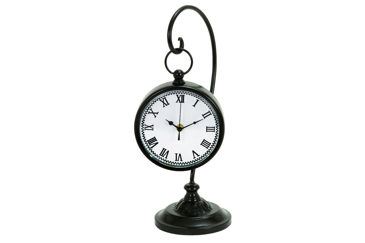Vintage Reflections Rustic Black Iron Suspended Table Clock