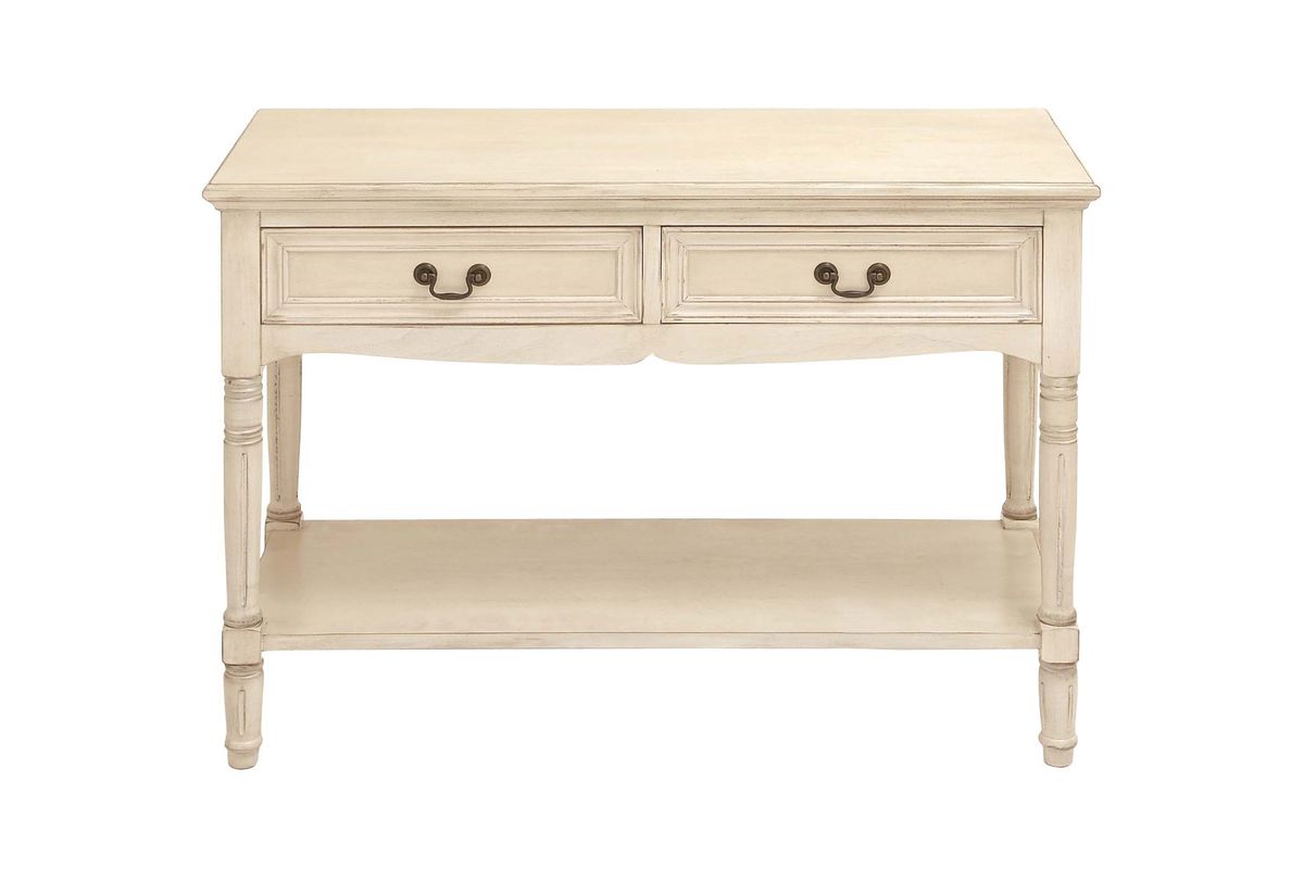 Updated Traditional 2Drawer Console Table in Antique Ivory
