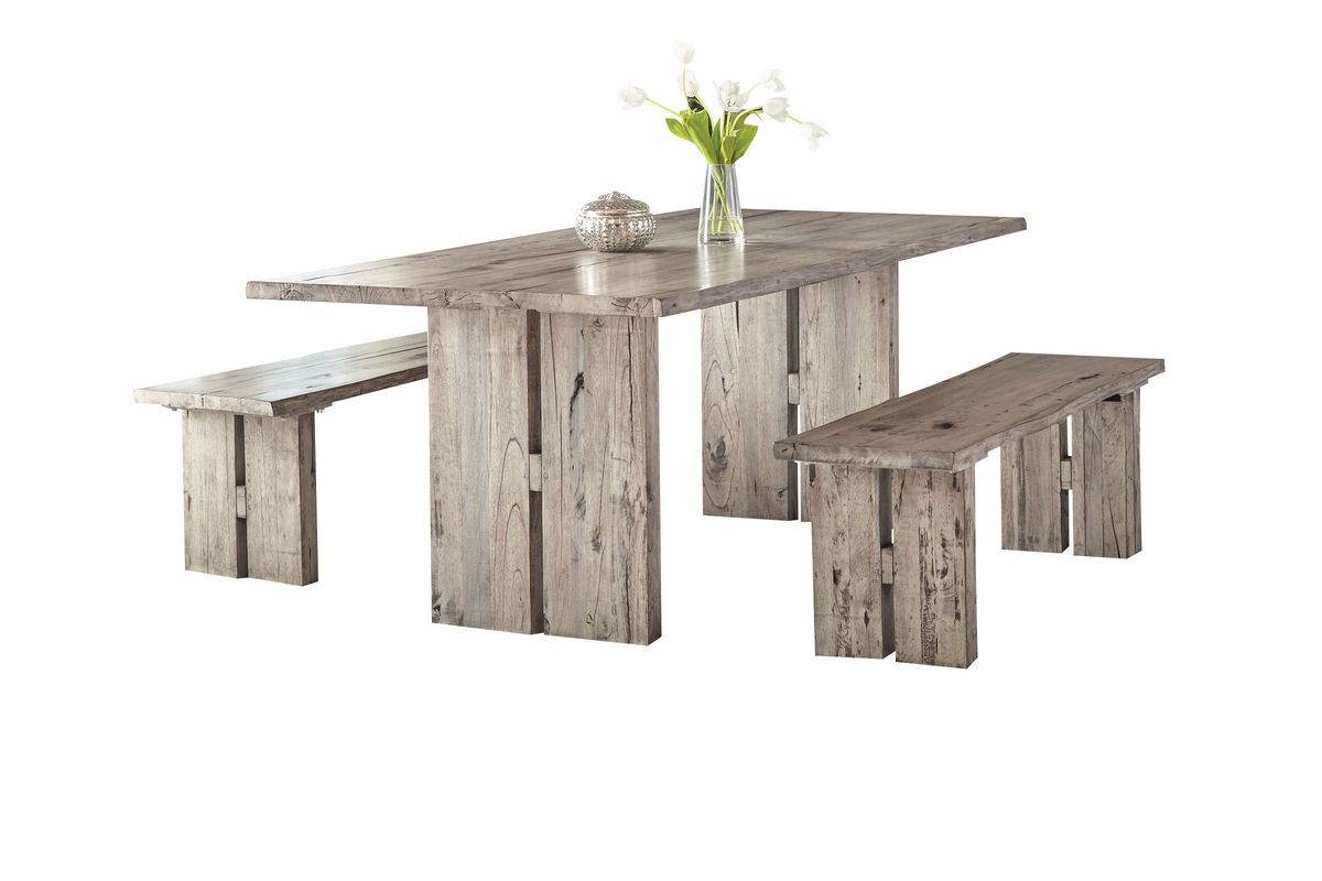 Renewal Dining Table + Two Benches at GardnerWhite