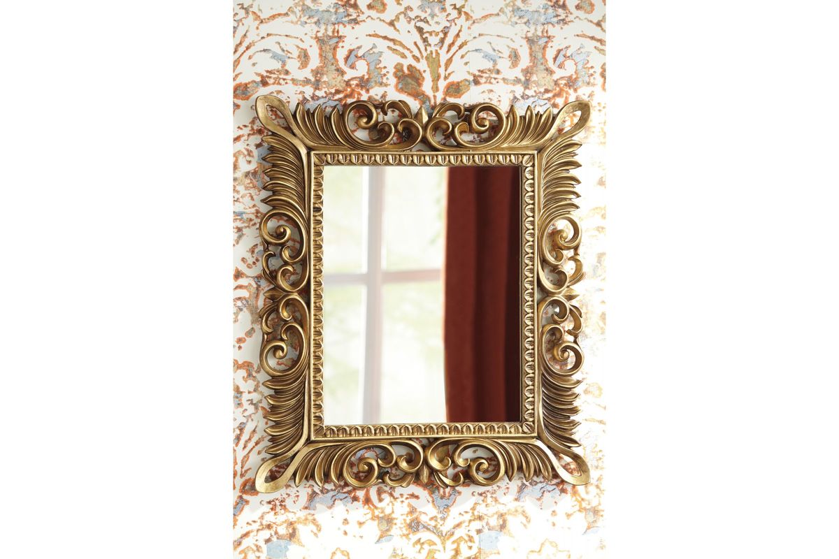 Denisha Accent Mirror in Antique Gold Finish by Ashley