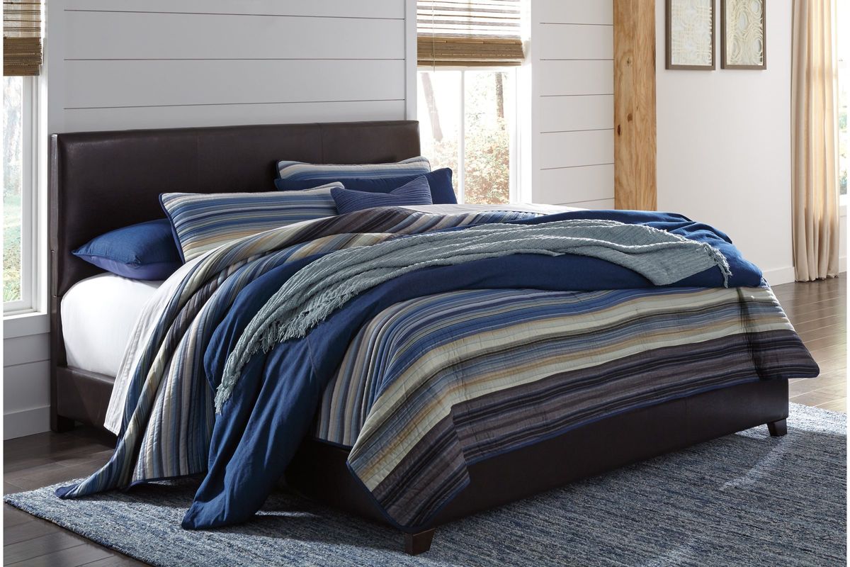 Monaka Upholstered Dark Brown King Bed by Ashley at GardnerWhite