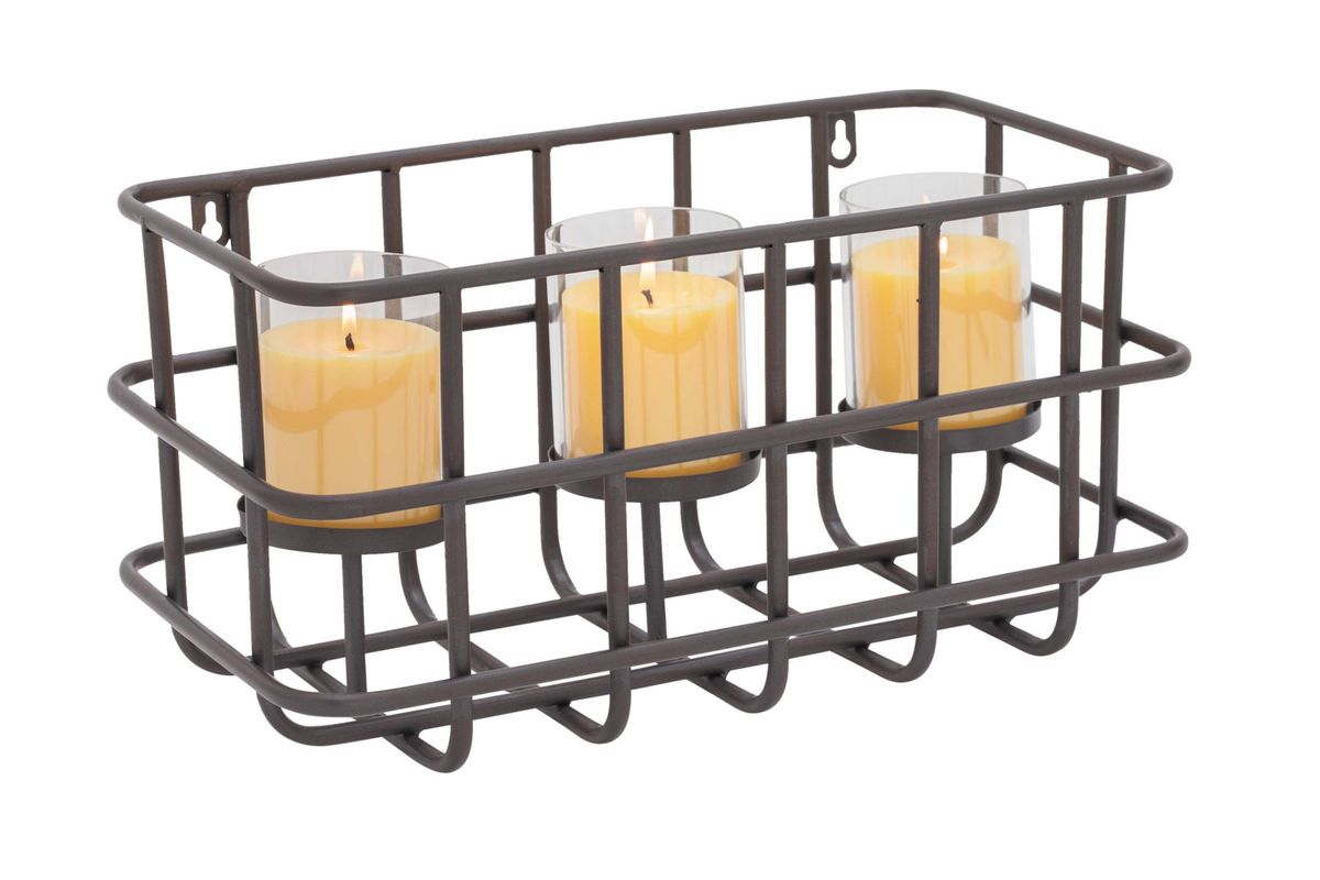 Industrial Arts Metal Basket Candle Holder at GardnerWhite