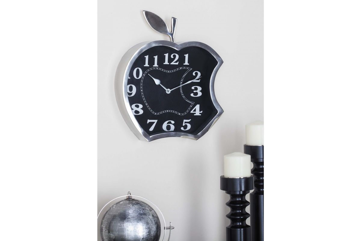 Modern Reflections 14" Stainless Steel Apple Wall Clock