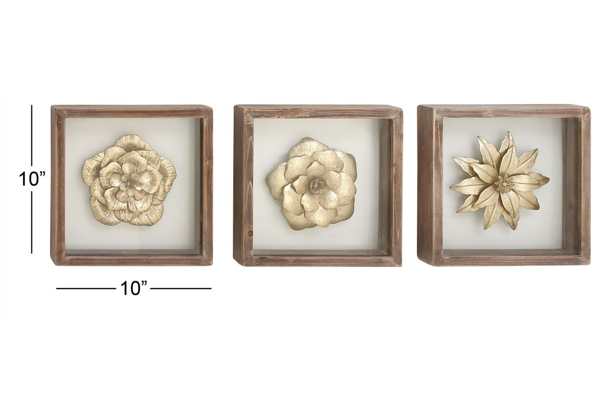 Natural Reflections Floral Wall Plaque (Set of 3) at GardnerWhite