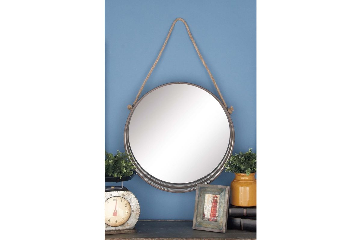 Modern Reflections Round Metal Rope Hanging Wall Mirrors (Set of 3) by UMA