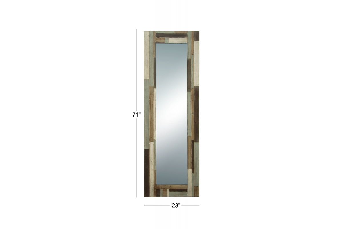 Modern Reflections Tall Rectangular Wall Mirror with Distressed Slat