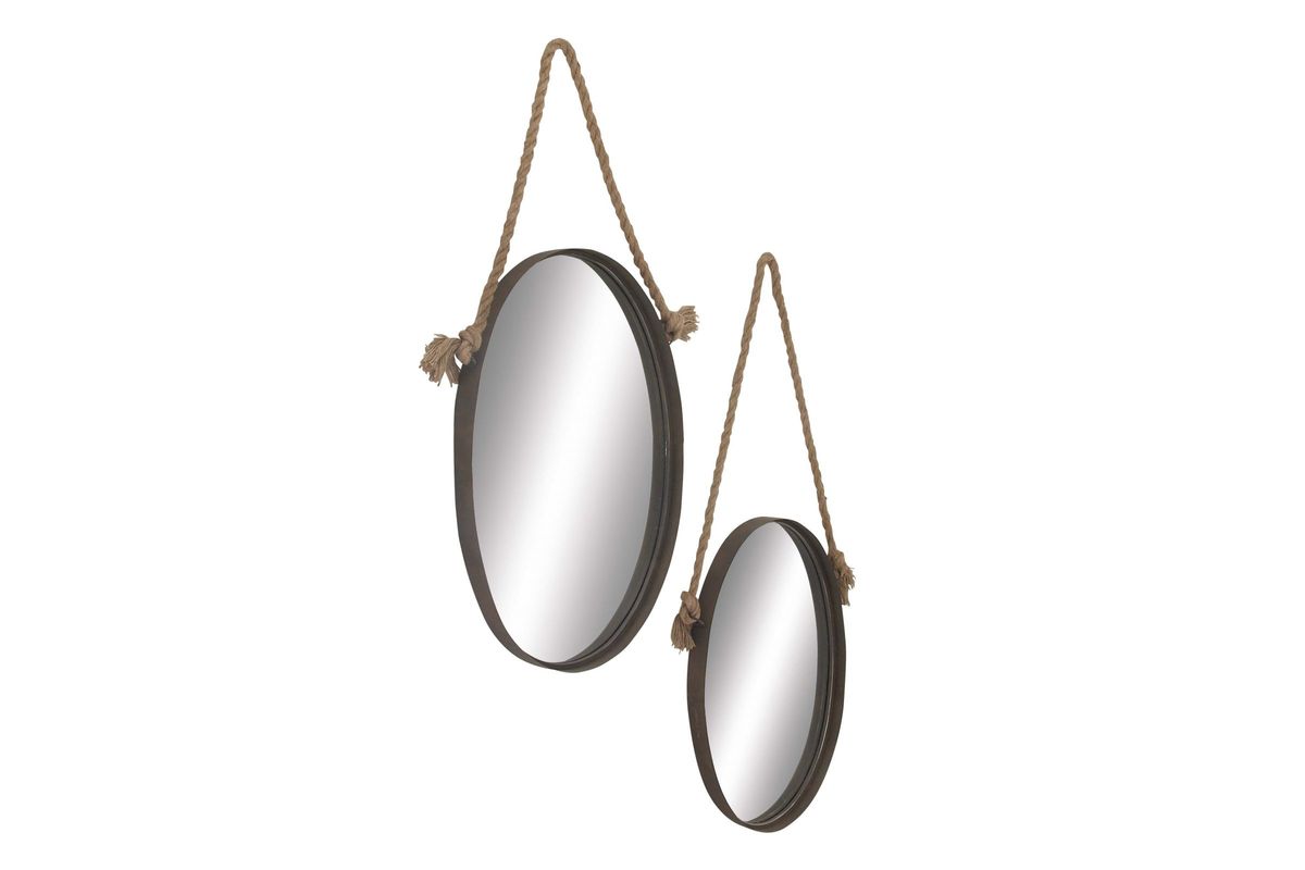 Rustic Oval Rope Hanging Wall Mirrors (Set of 2) by UMA