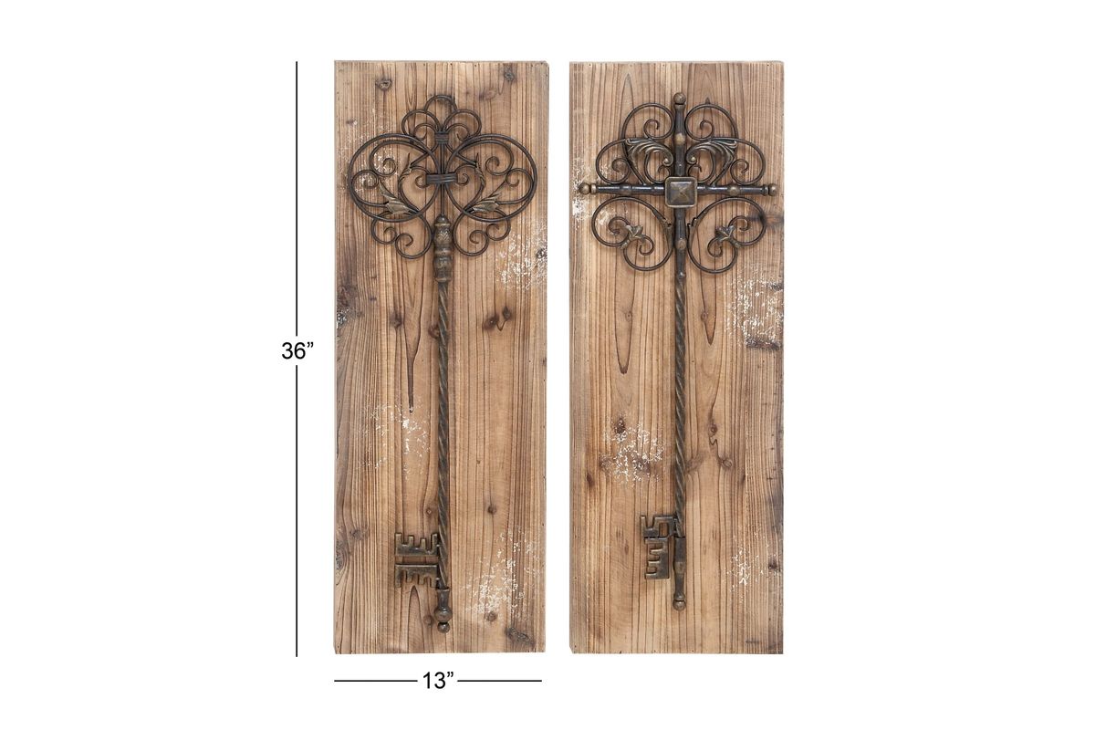 Rustic Vintage Iron Key Wall Panel (Set of 2) at GardnerWhite