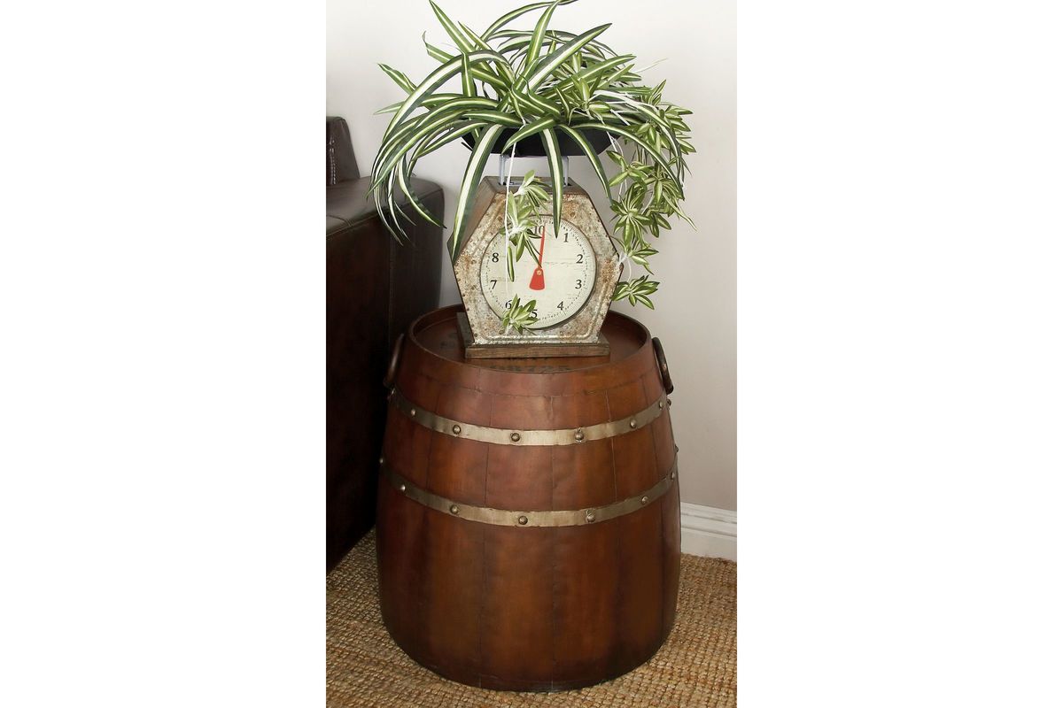 Rustic Industrial Barrel Accent Table at GardnerWhite