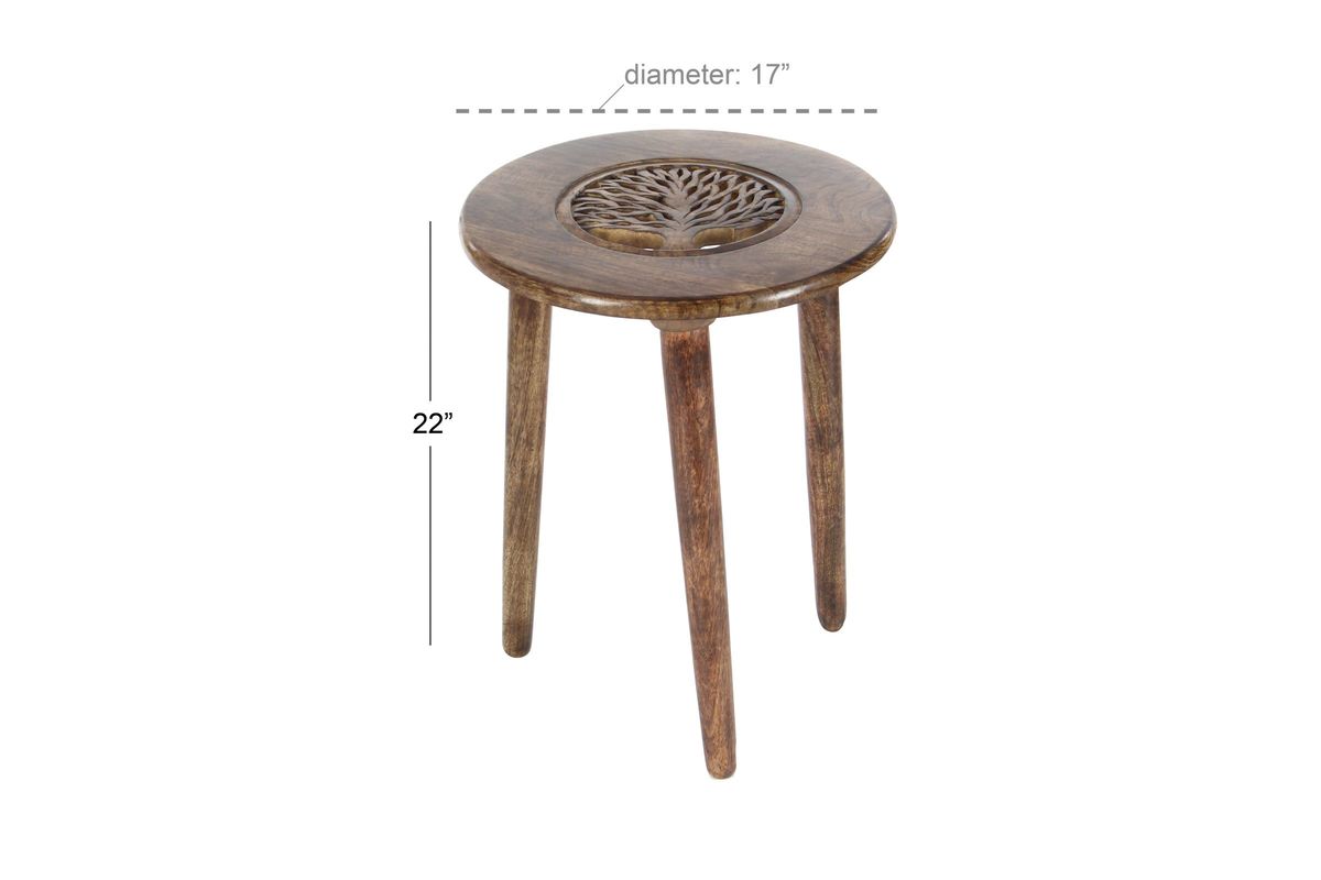 Carved Wood Tripod Table at GardnerWhite