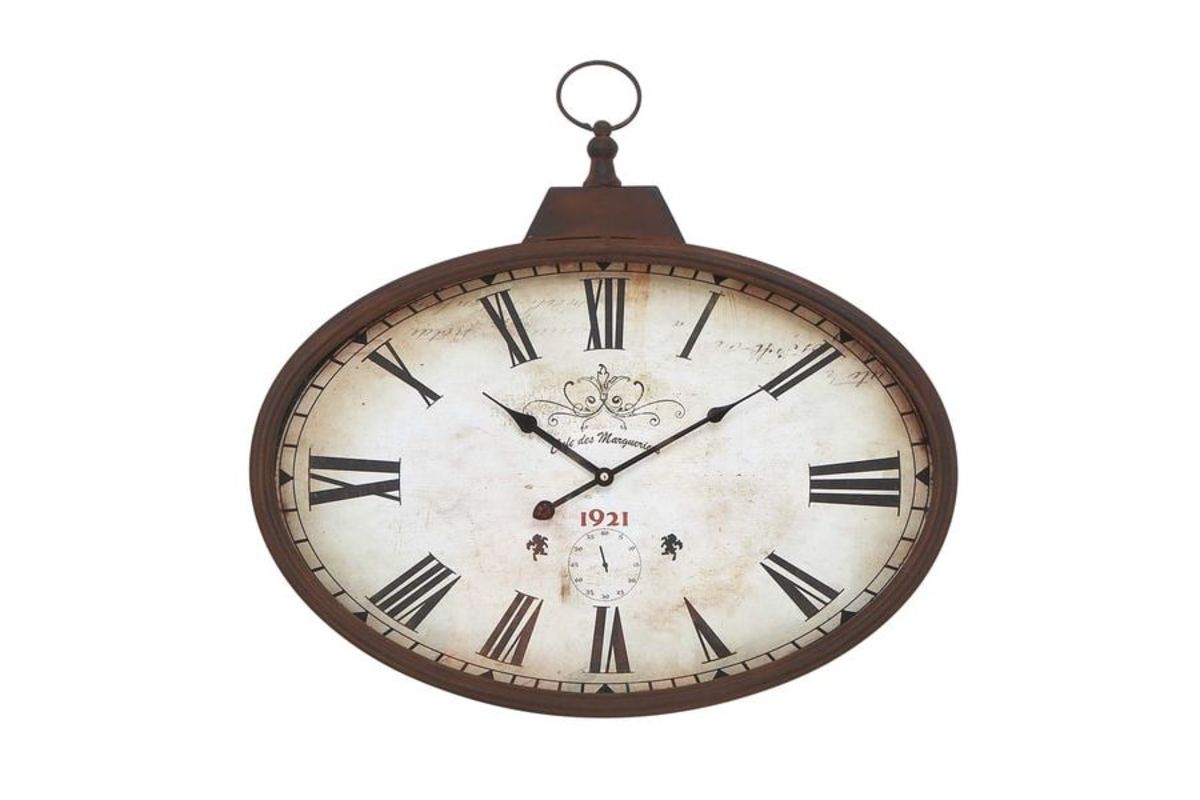 French Inspired 1920's Style Oval Wall Clock at GardnerWhite