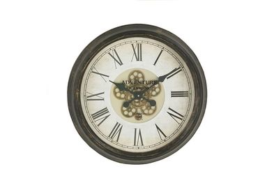 Vintage Reflections 24" Round Iron Wall Clock in Distressed Mahogany
