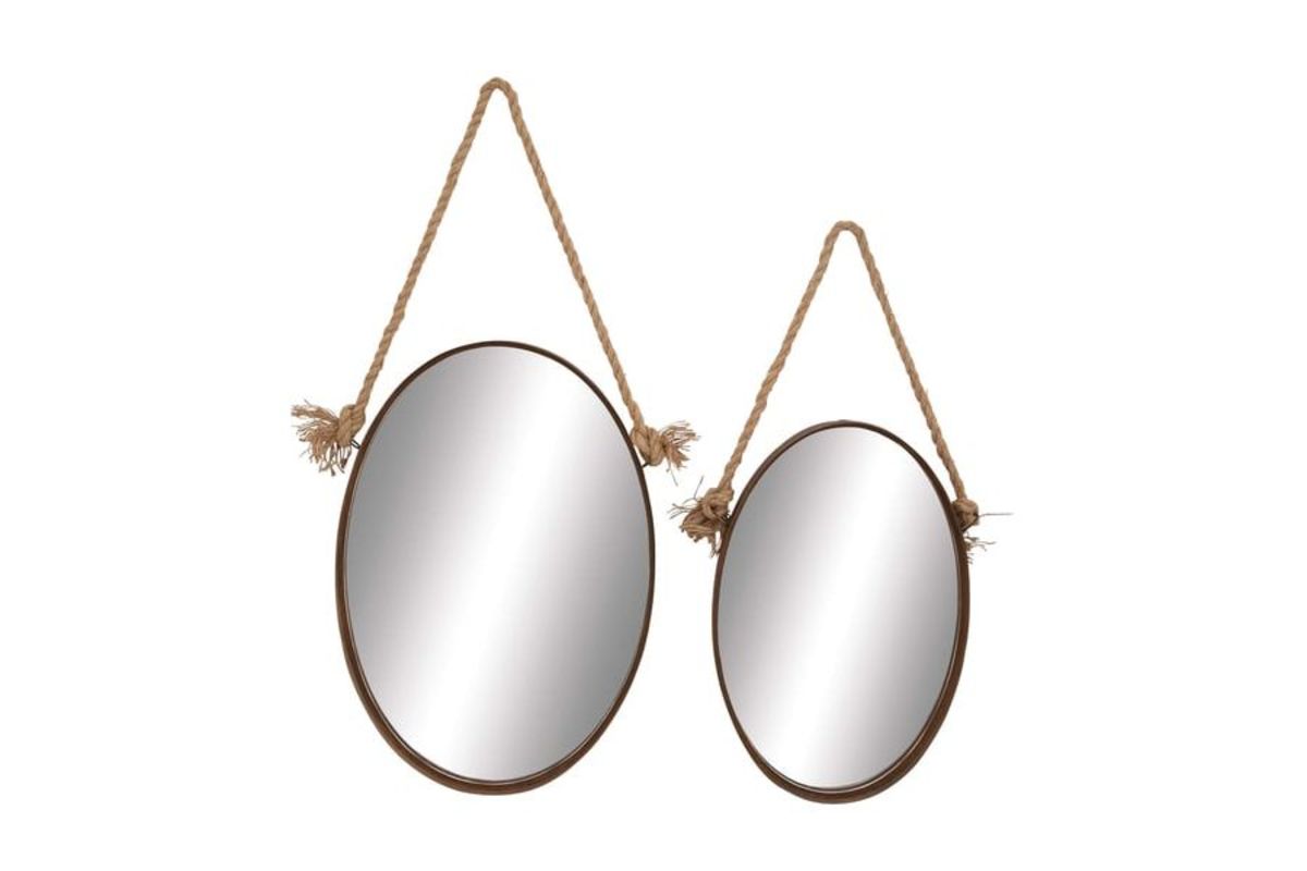 Rustic Oval Rope Hanging Wall Mirrors (Set of 2) by UMA