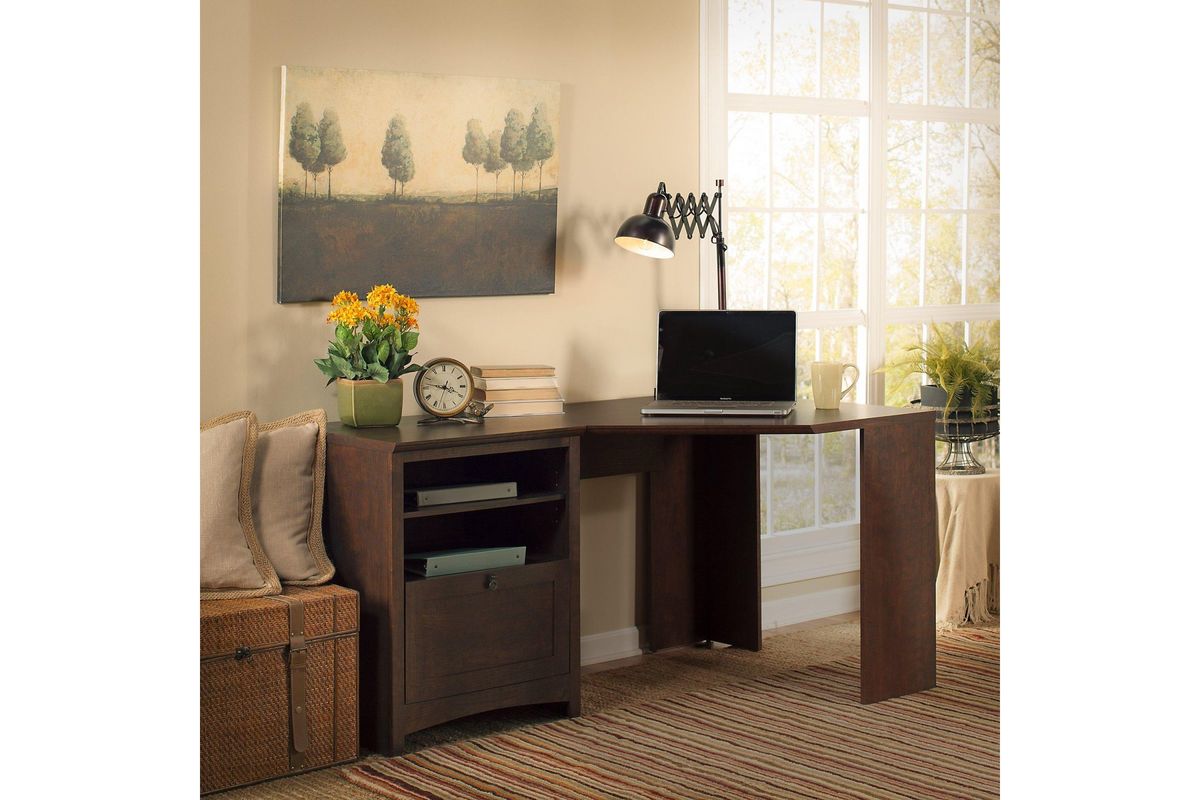 Buena Vista Corner Desk in Madison Cherry by Bush at GardnerWhite