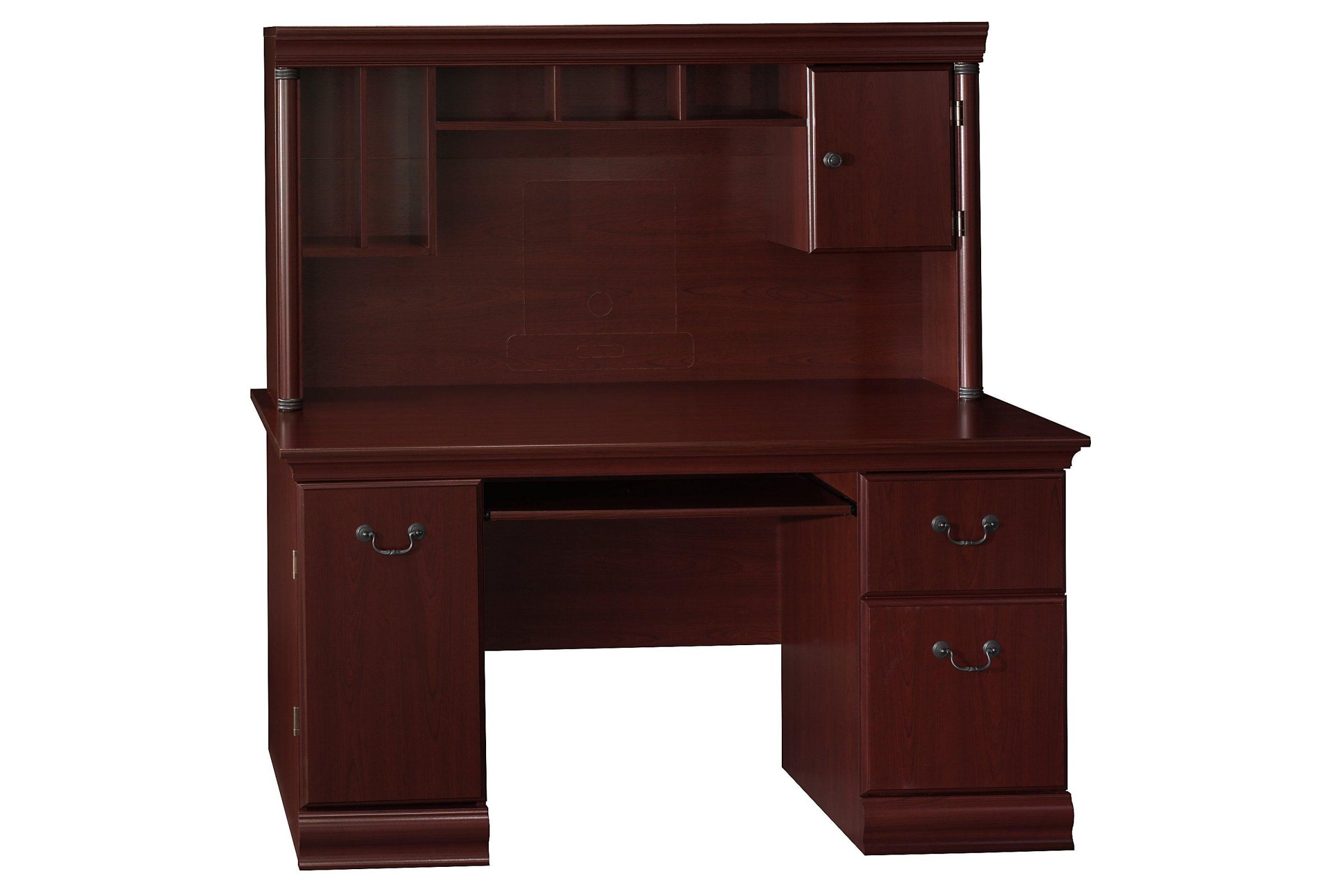 Birmingham Office Desk with Hutch in Harvest Cherry by Bush