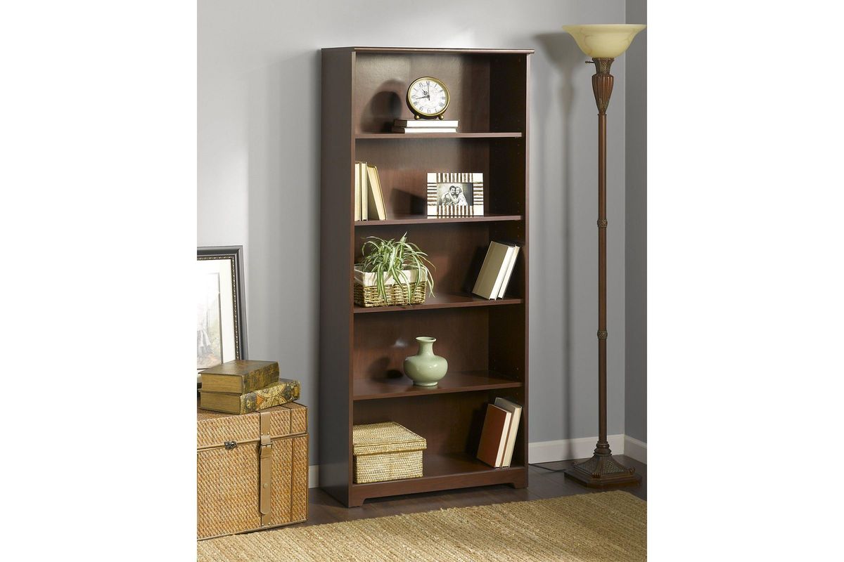 Cabot 5Shelf Bookcase in Harvest Cherry by Bush at GardnerWhite