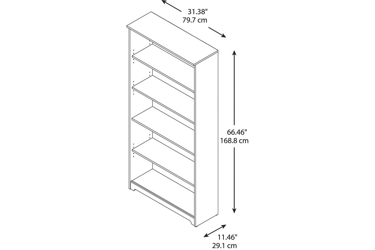 Cabot 5Shelf Bookcase in Espresso Oak by Bush at GardnerWhite