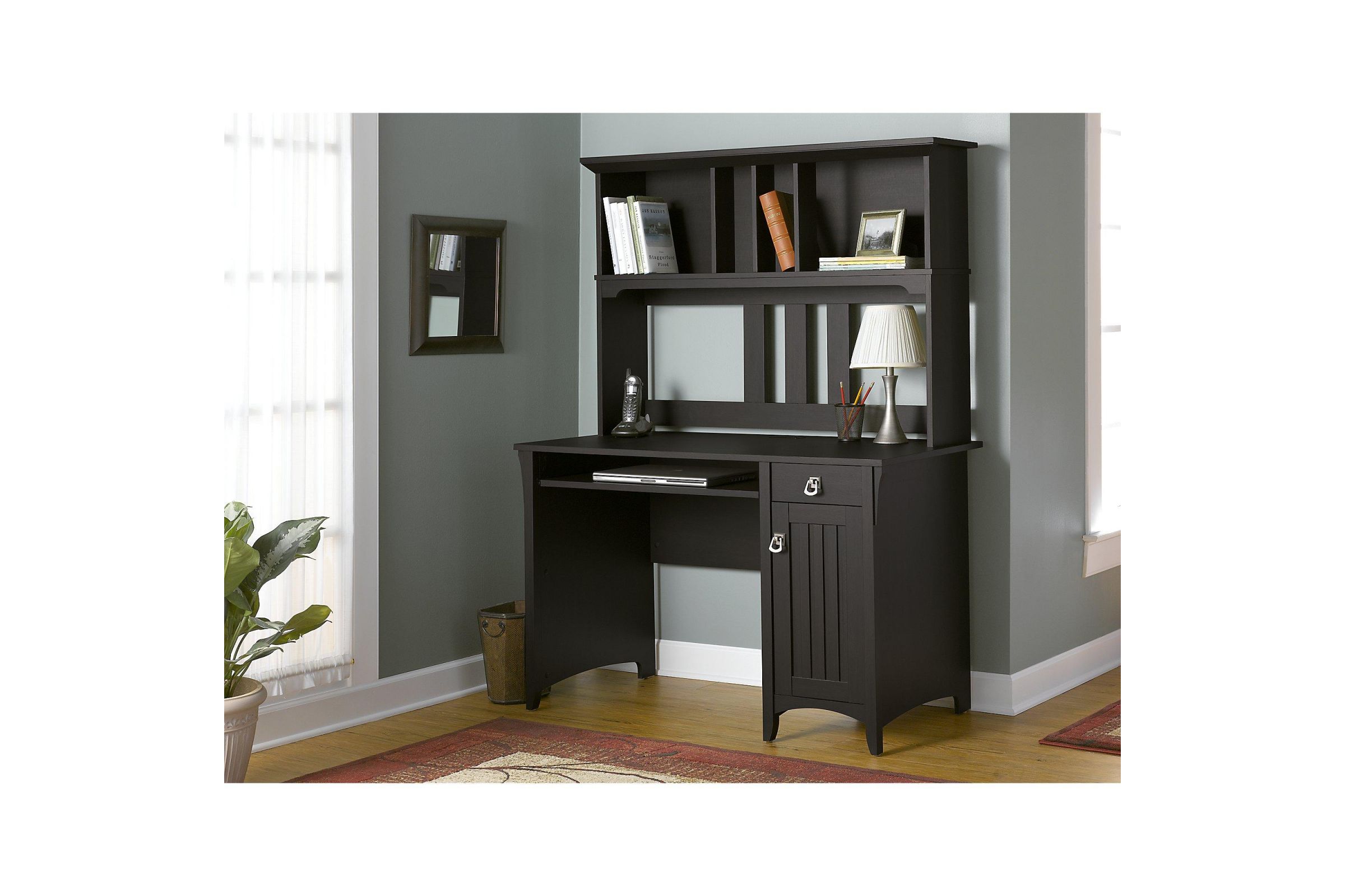 Salinas Mission Style Desk with Hutch in Aged Tobacco by Bush