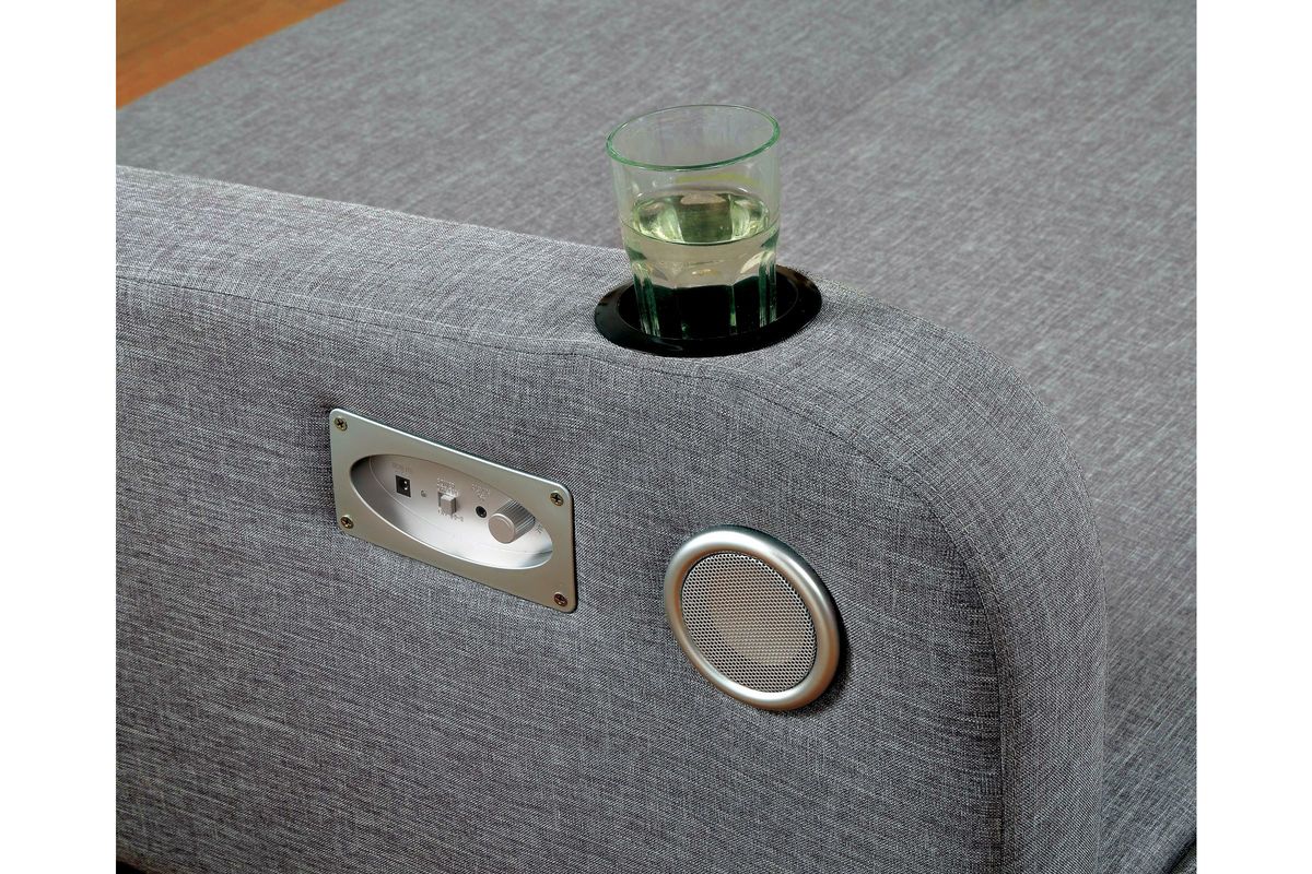 Rossy Expandable Seat Futon with Bluetooth Speakers at GardnerWhite