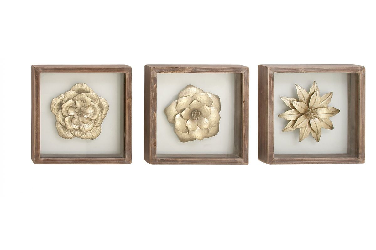 Natural Reflections Floral Wall Plaque (Set of 3) at GardnerWhite