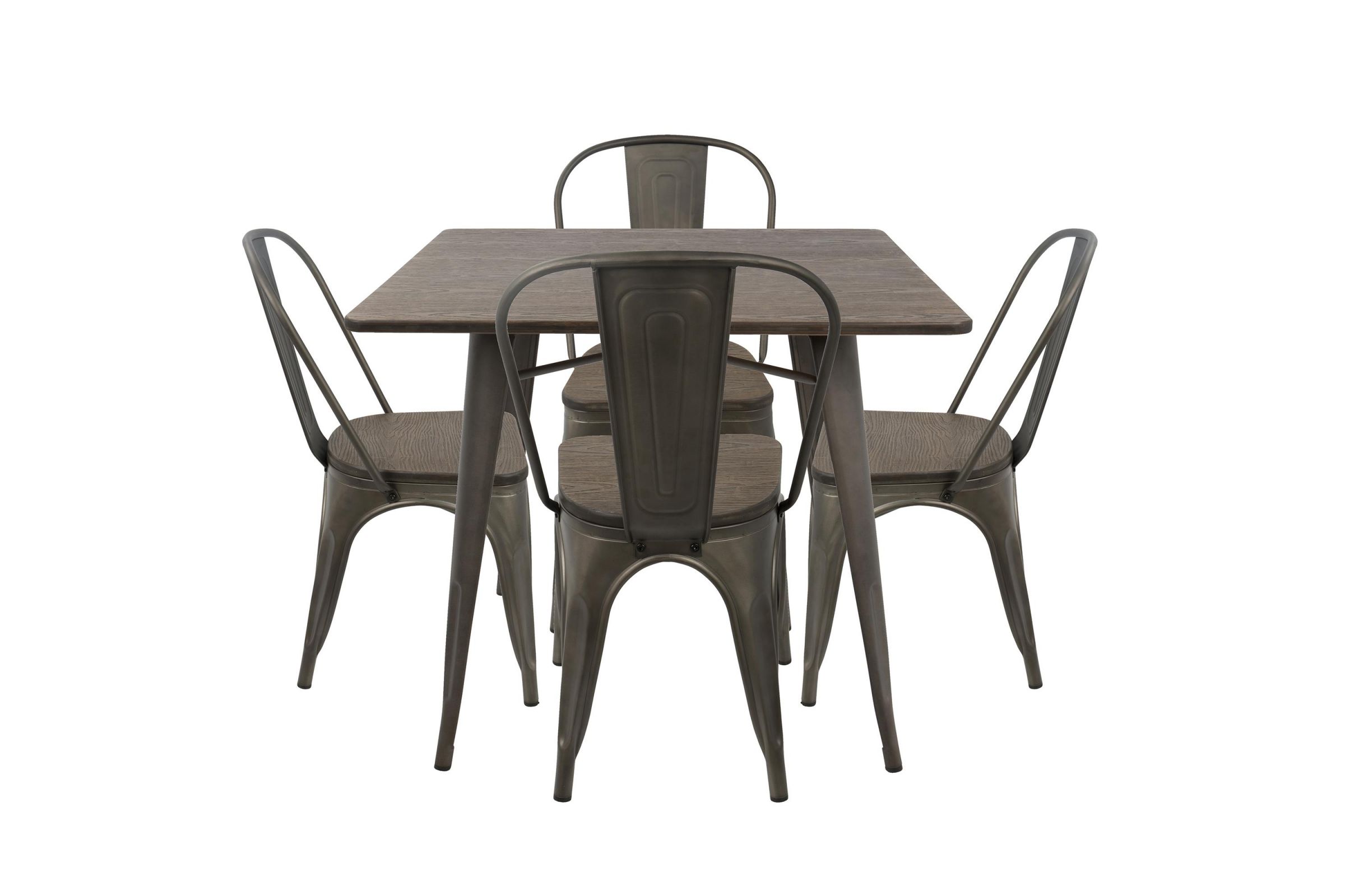 Oregon 5pc Industrial Farmhouse Dining Set in Antique and Espresso by