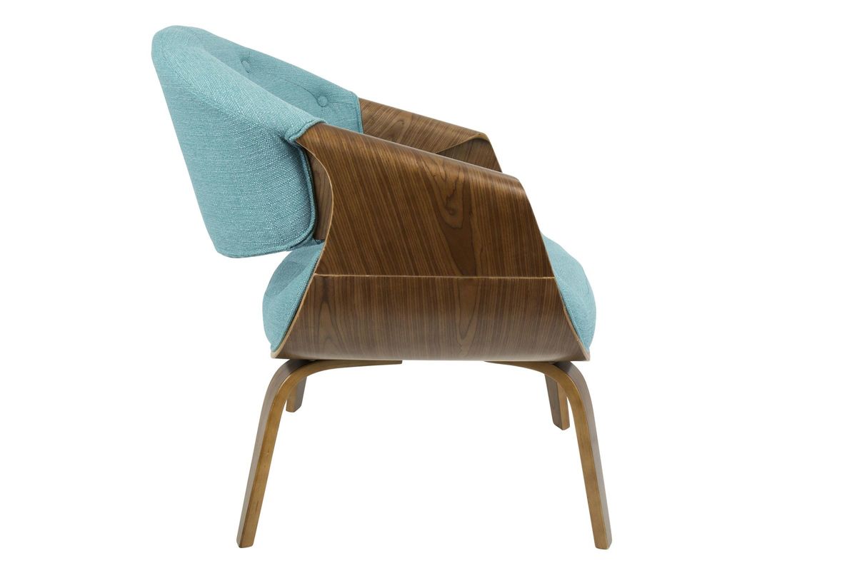Curvo MidCentury Modern Accent Chair in Walnut and Teal by LumiSource