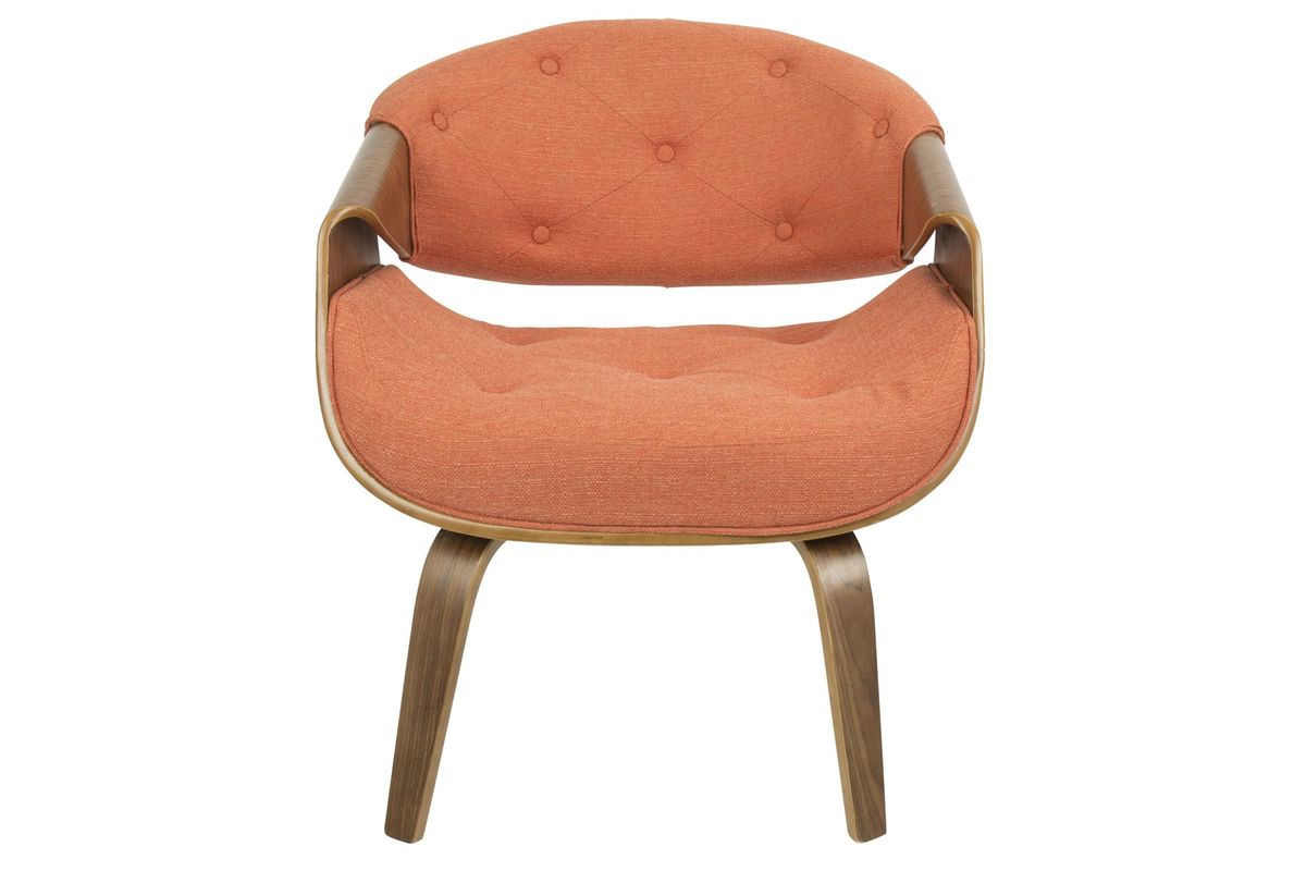 Curvo MidCentury Modern Accent Chair in Walnut and Orange by LumiSource