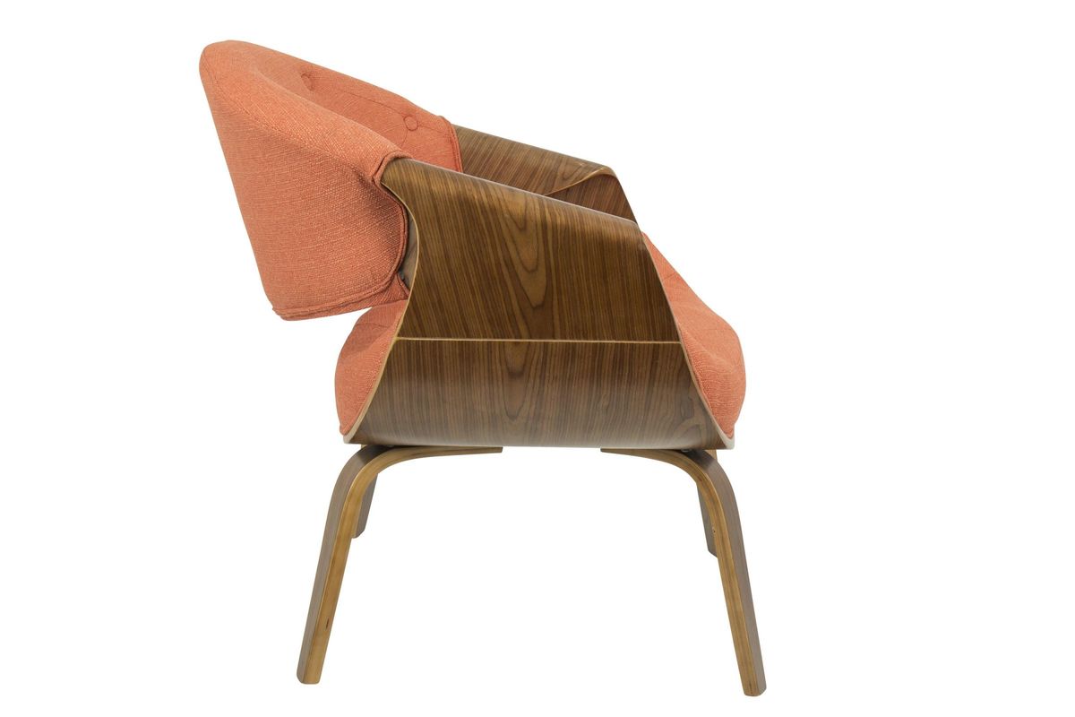 Curvo MidCentury Modern Accent Chair in Walnut and Orange by LumiSource
