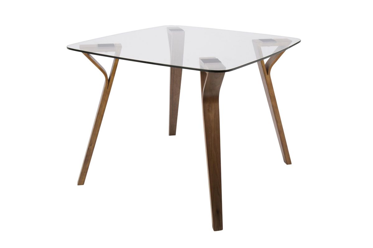 Folia MidCentury Modern Dining Table in Walnut and Glass by LumiSource