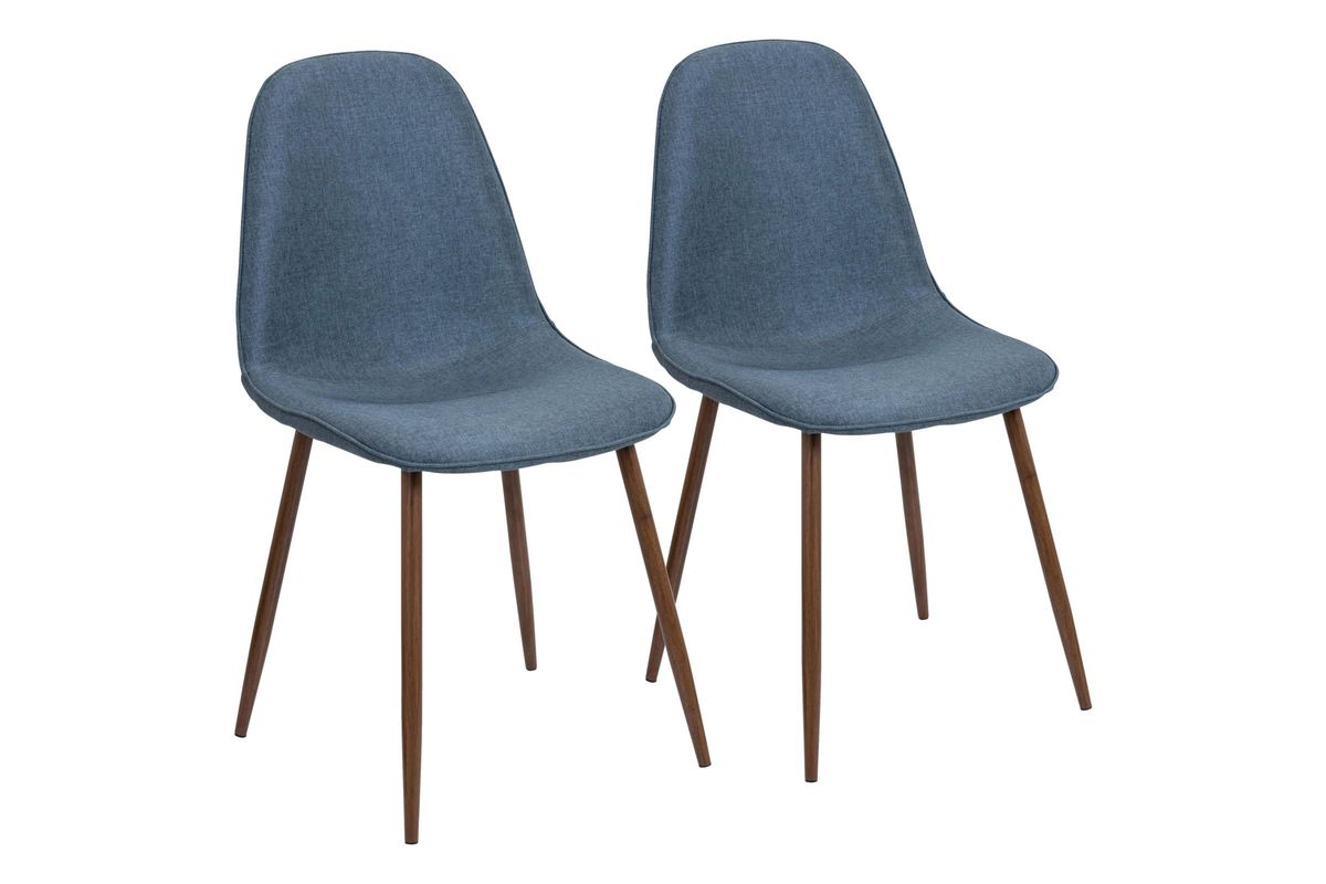 Pebble MidCentury Modern Dining Chairs (Set of 2) in Walnut and Blue