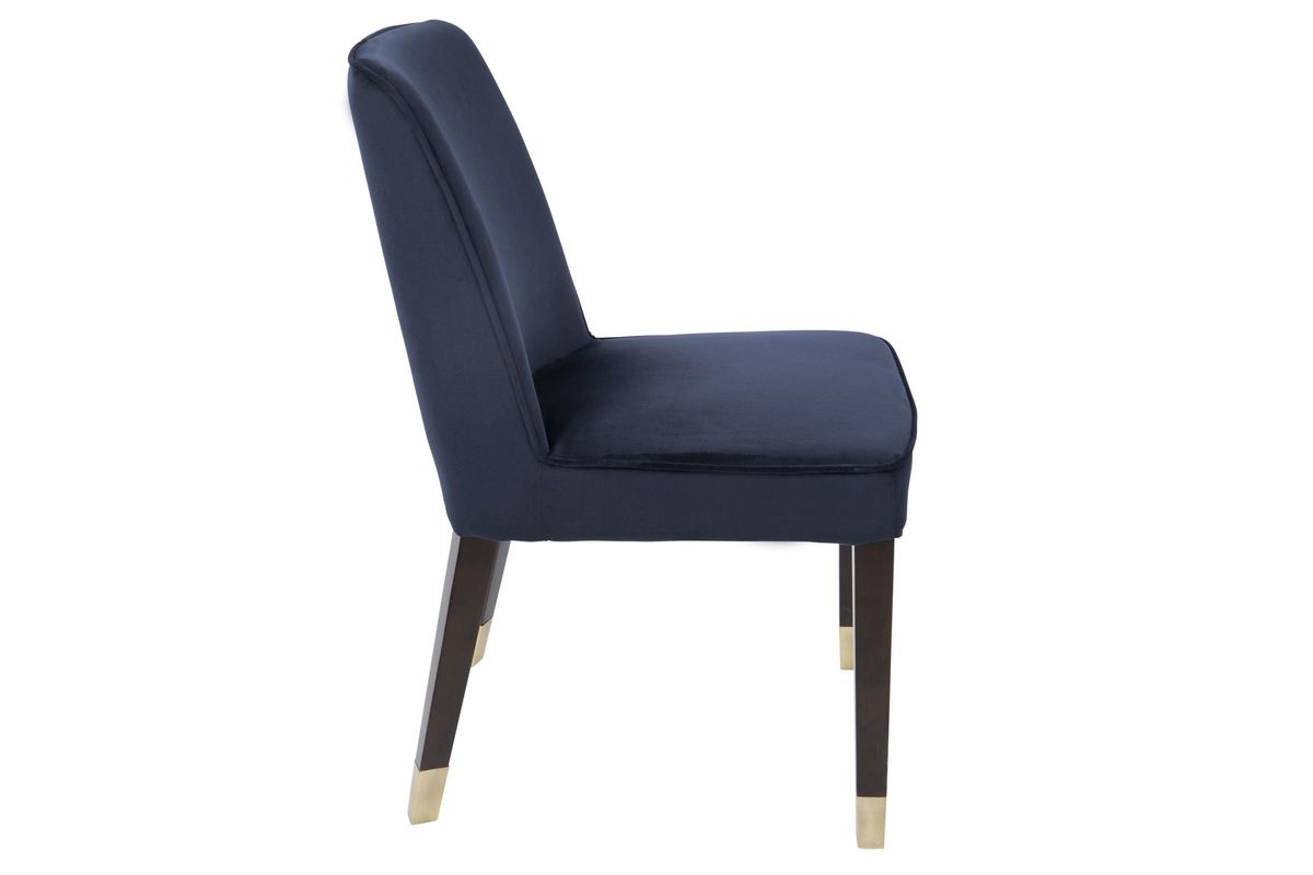 Zora Contemporary Dining Chairs (Set of 2) in Navy Blue Velvet by