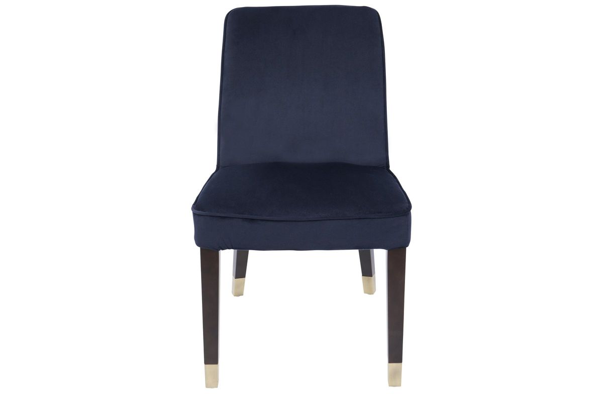 Zora Contemporary Dining Chairs (Set of 2) in Navy Blue Velvet by